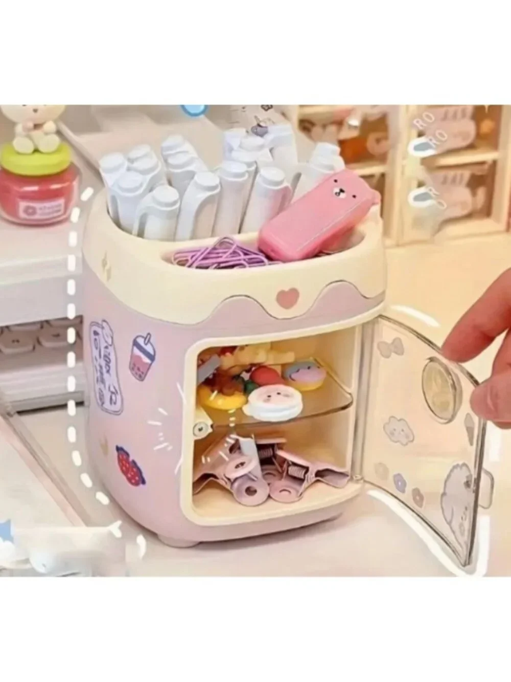 Hello Kitty Pen Holder Desk Organizer Makeup Brush Storage Box Cute Gift Decor